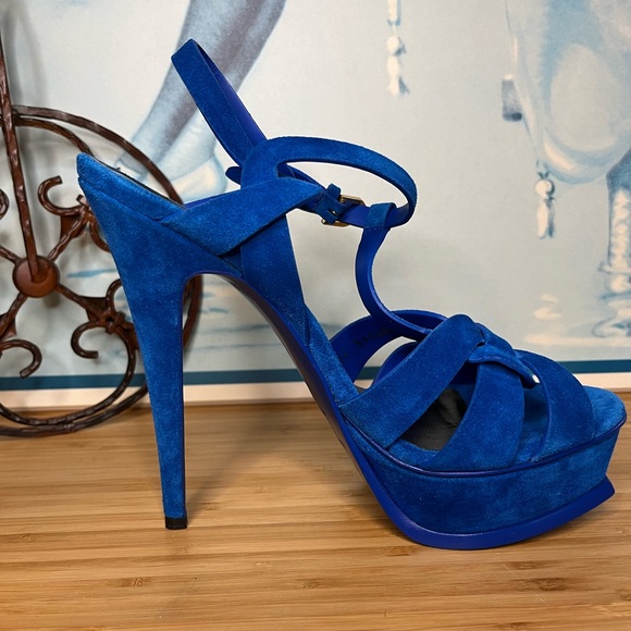 Authentic blue suede YSL Tribute stiletto - Picture 2 of 9